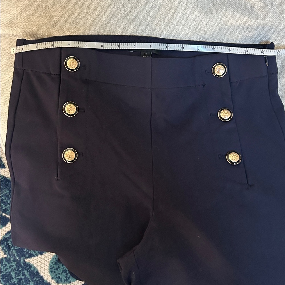 Ann Taylor Navy Blazer and wide leg pants with Gold Buttons - Picture 11 of 11
